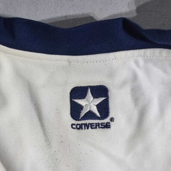 Converse All Star 1/4 zip up collar short sleeve shirt men's size 2XL white blue - Picture 5 of 11